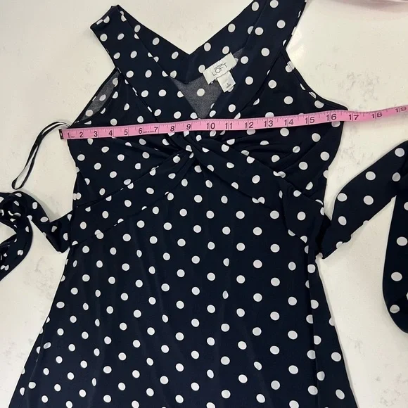 LOFT Blue and White V-Neck Sheath Dress - Picture 11 of 15